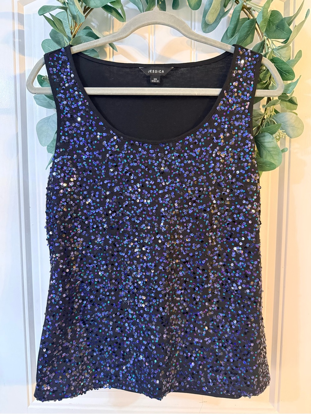 🌿4/$25 • Jessica Black Tank Top with Iridescent Blue Sequins